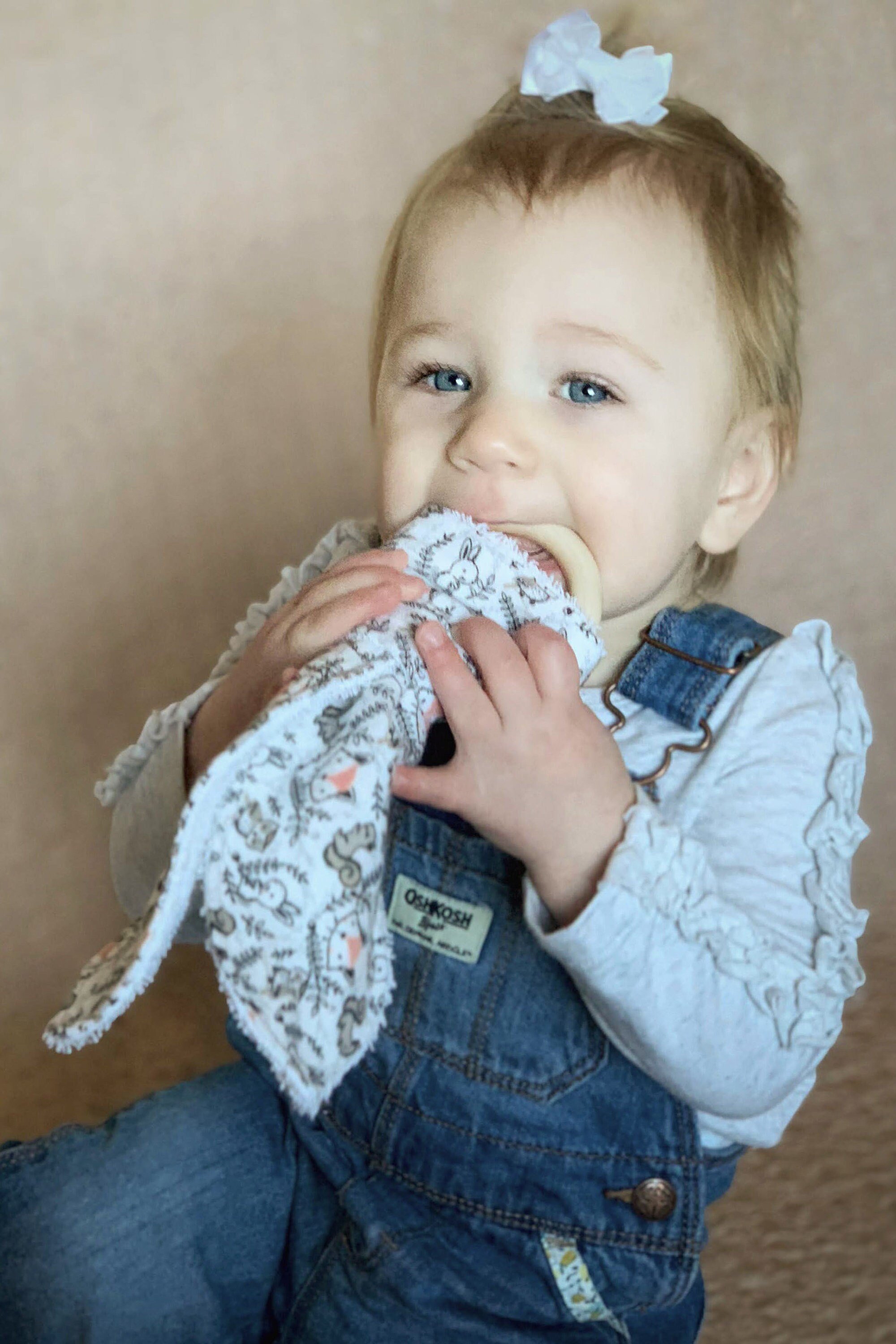 Natural Bunny Teether Floral Woodland Sketch Teething Ring Wood and ...