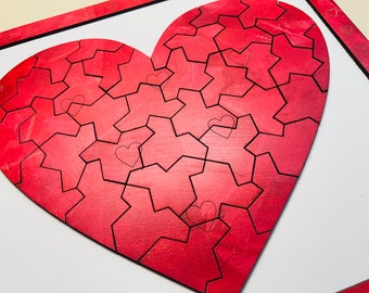 Magnetic Heart Puzzle Wall Art comprised of Aperiodic Lasercut Einstein Hat Polykite MonoTiles