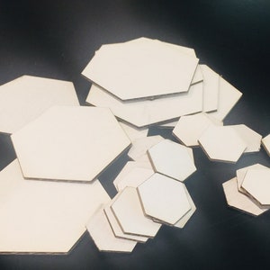 Blank Hexagonal Cardboard Tiles - Customizable Sizes and Quantities