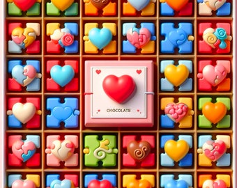 Cute Valentines and Chocolate Puzzles for Kids and Adults