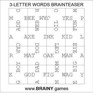 Unique Brainteasers Words and Symbols 3-Letter Words #1