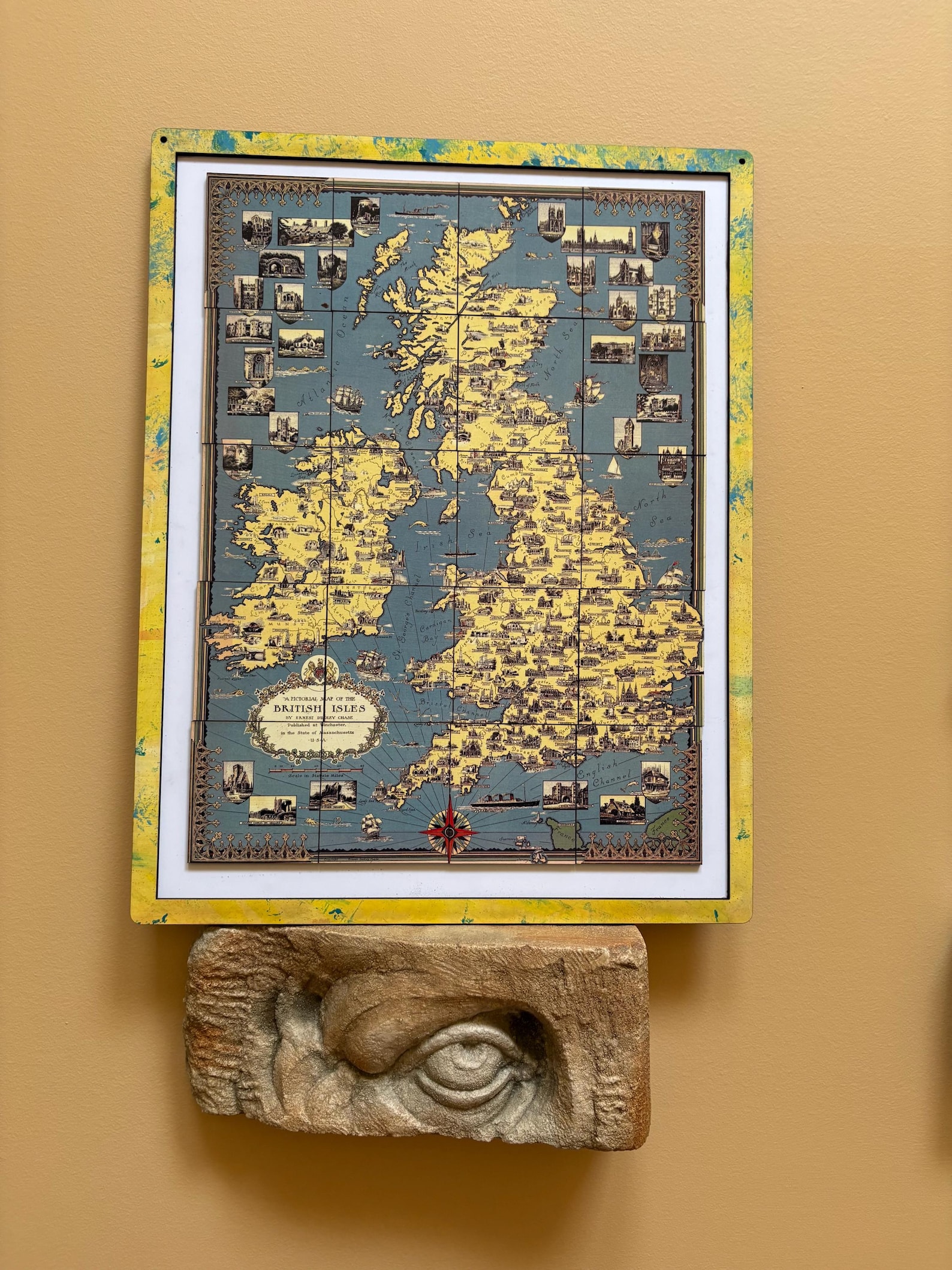 British Isles Magnetic Vintage Map Wall Puzzle and Scavenger Hunt Game ...