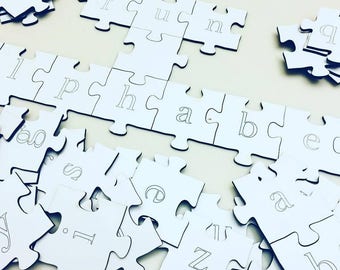 80 A-Z Alphabet Puzzle Pieces | Color-Your-Own Puzzles | Word Game | Teaching Material