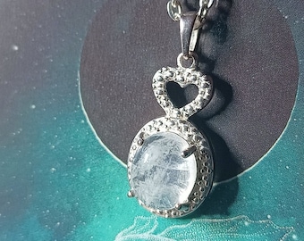 Moonstone Crystal necklace, 925 sterling silver Moon Stone pendant, Genuine gemstone, June birthday, Birthstone gift, Christmas gift women