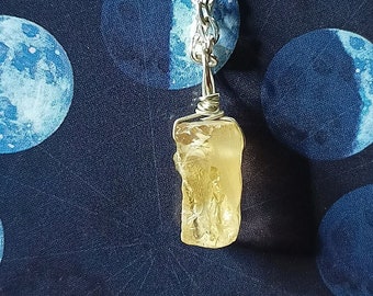 Raw Citrine necklace, Genuine golden yellow pendant, Rough natural gemstone, birthday gift for him, November birthstone gift for women uk