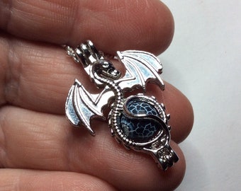 Dragon Necklace Black Crackled Agate, Mystical Gothic Dragon pendant, Genuine natural gemstone Game gamer, Birthday gift for him her uk