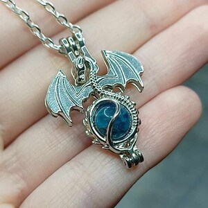 Dragon Necklace Aquamarine Mystical Gothic Dragon Pendant Genuine Natural Blue Gemstone Game Gamer Birthday Gift March Birthstone Uk Etsy Ireland
