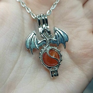 Dragon Necklace Carnelian, Mystical Gothic dragon pendant, Genuine natural orange gemstone, Game gamer, Birthday gift, March birthstone UK