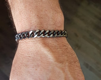 Mens Chain link Metal Bracelet - Mens Bracelet - mens curb chain bracelet
