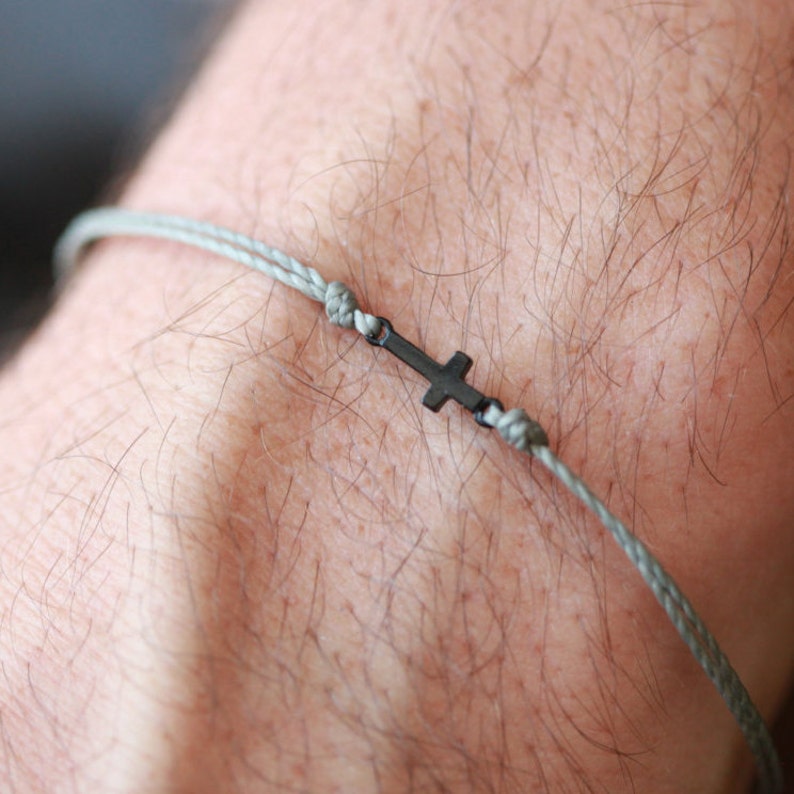 Cross Anklet for men, men#39;s Anklet with Black Cross charm, A Cross Anklet for men, men#39;s Anklet with Black Cross charm, A