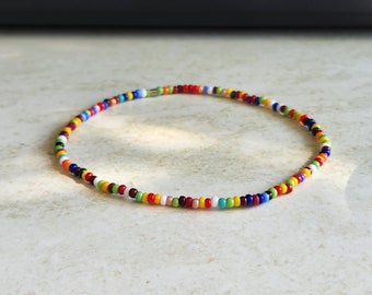 1.5 mm Multi Colored Seed Bead Bracelet - Color Seed Bead Bracelet UNISEX