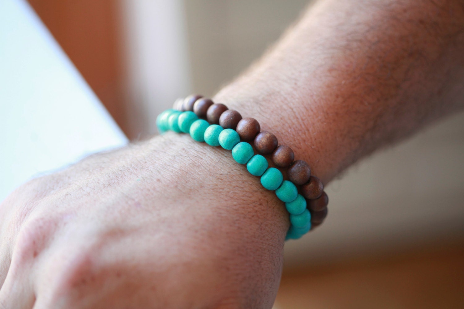 8MM Mens Wood Bracelet Mens Bracelet Beaded Mens Etsy