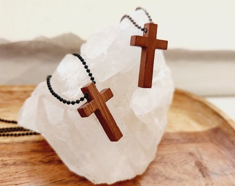 Herren Holzkreuz - Herren Kettenhalskette - Holzkreuz - Atemberaubendes Holzkreuz