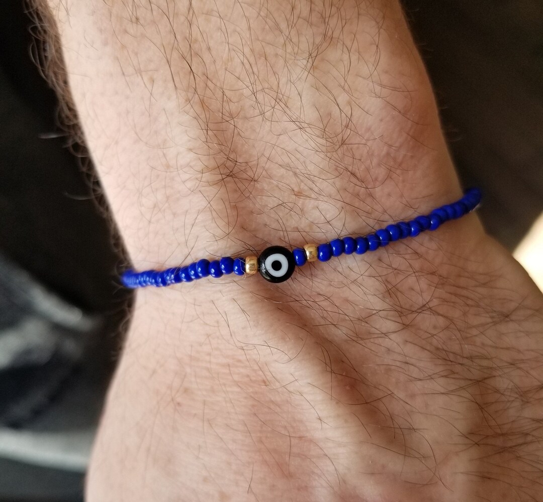 Mens Evil Eye Bracelet Evil Eye Bracelet Mens Beaded Evil Etsy