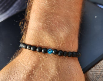 Herren Evil Eye Armband - Evil Eye Armband - Herren Schwarz Perlen Evil Eye Armband