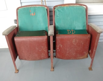 Vintage Cinema Seats Movie Theater Seats Bucket Seats Metal Upholstered Livingroom Furniture Teen Room Furniture RhymeswithDaughter