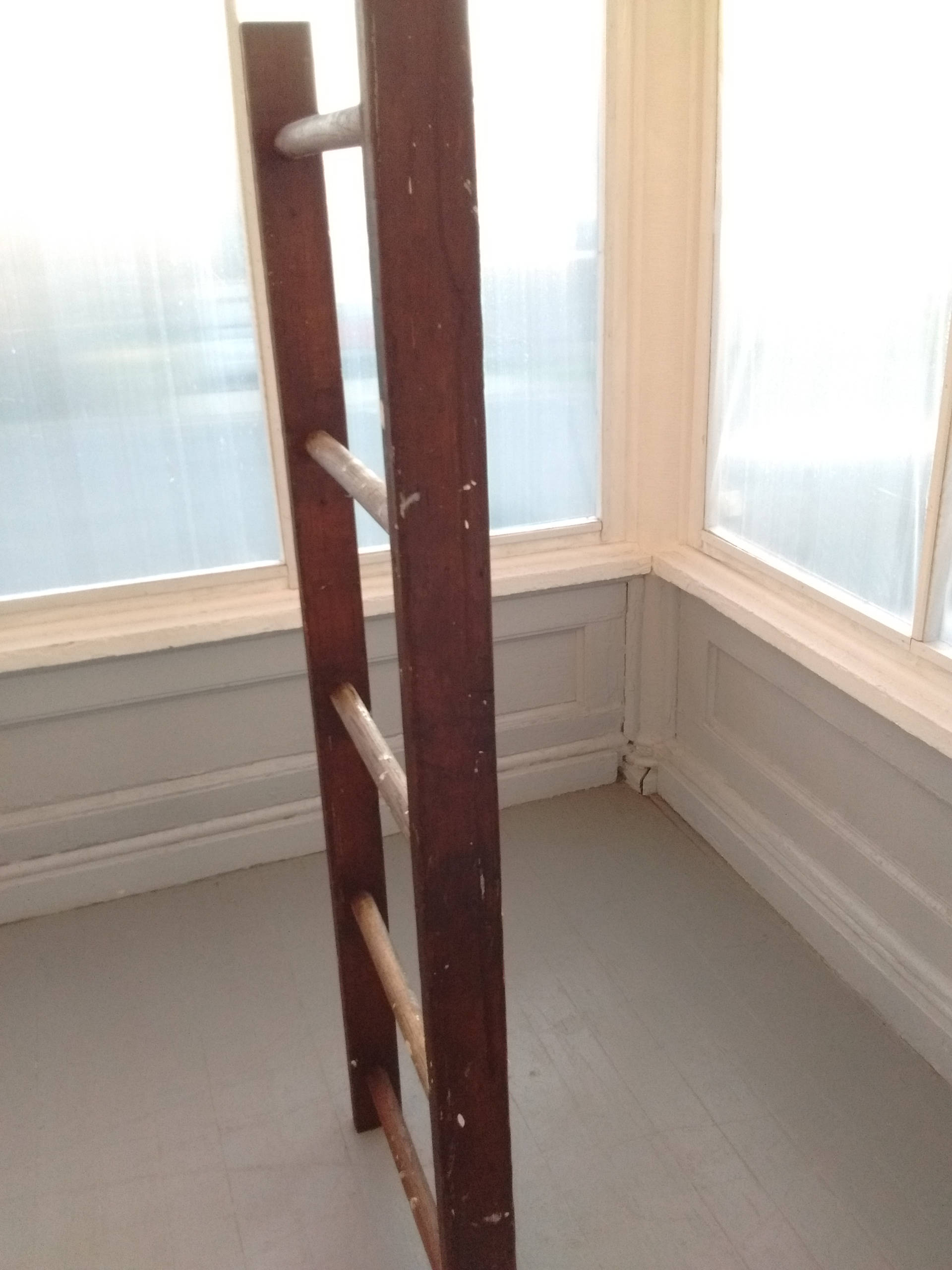 Antique, Ladder, Orchard Ladder, Tapered, Wide, Rustic, Wood, Blanket Display, Quilt Rack