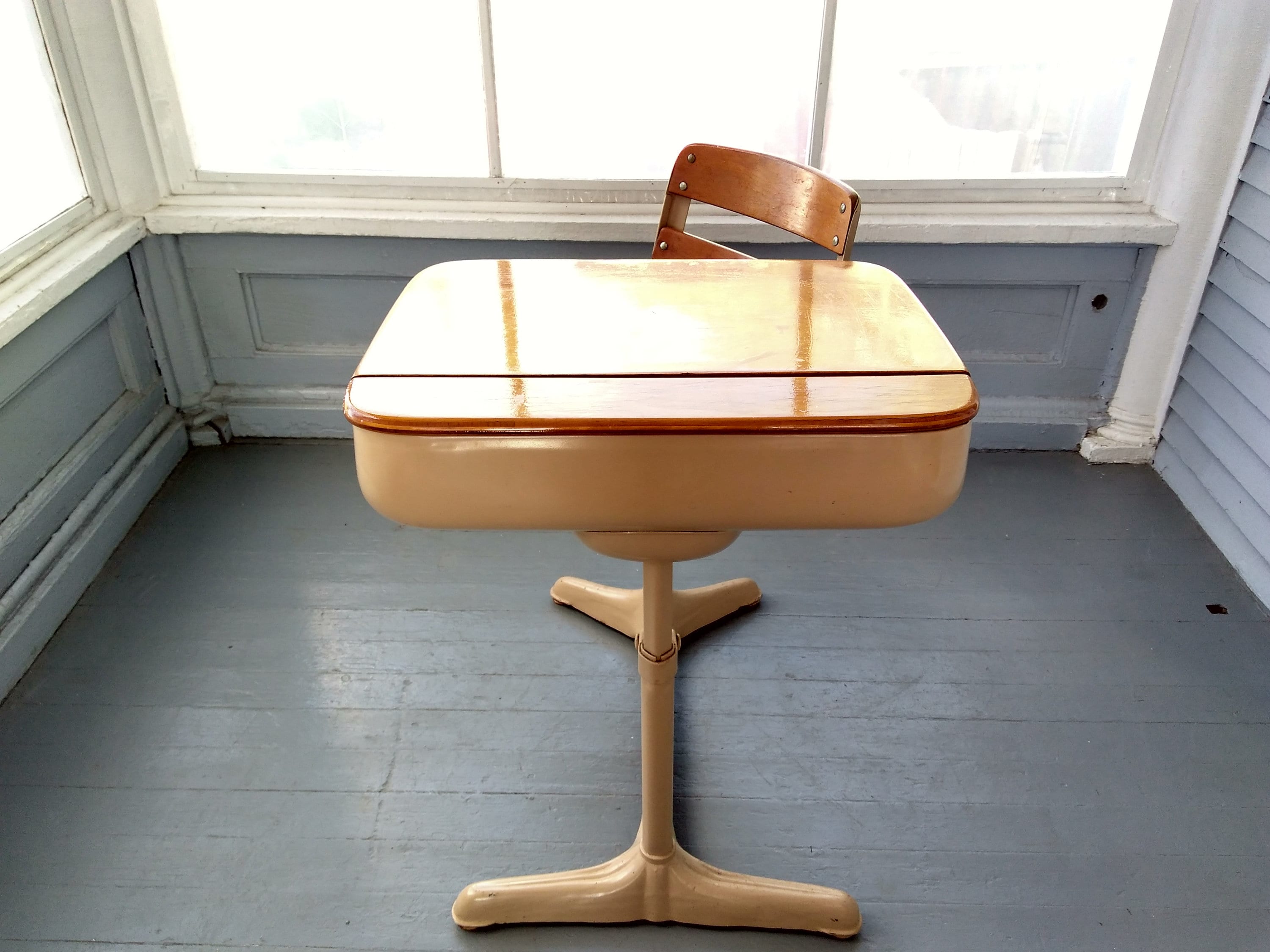 Vintage School Desk Kids Desk and Chair Metal and Wood Industrial