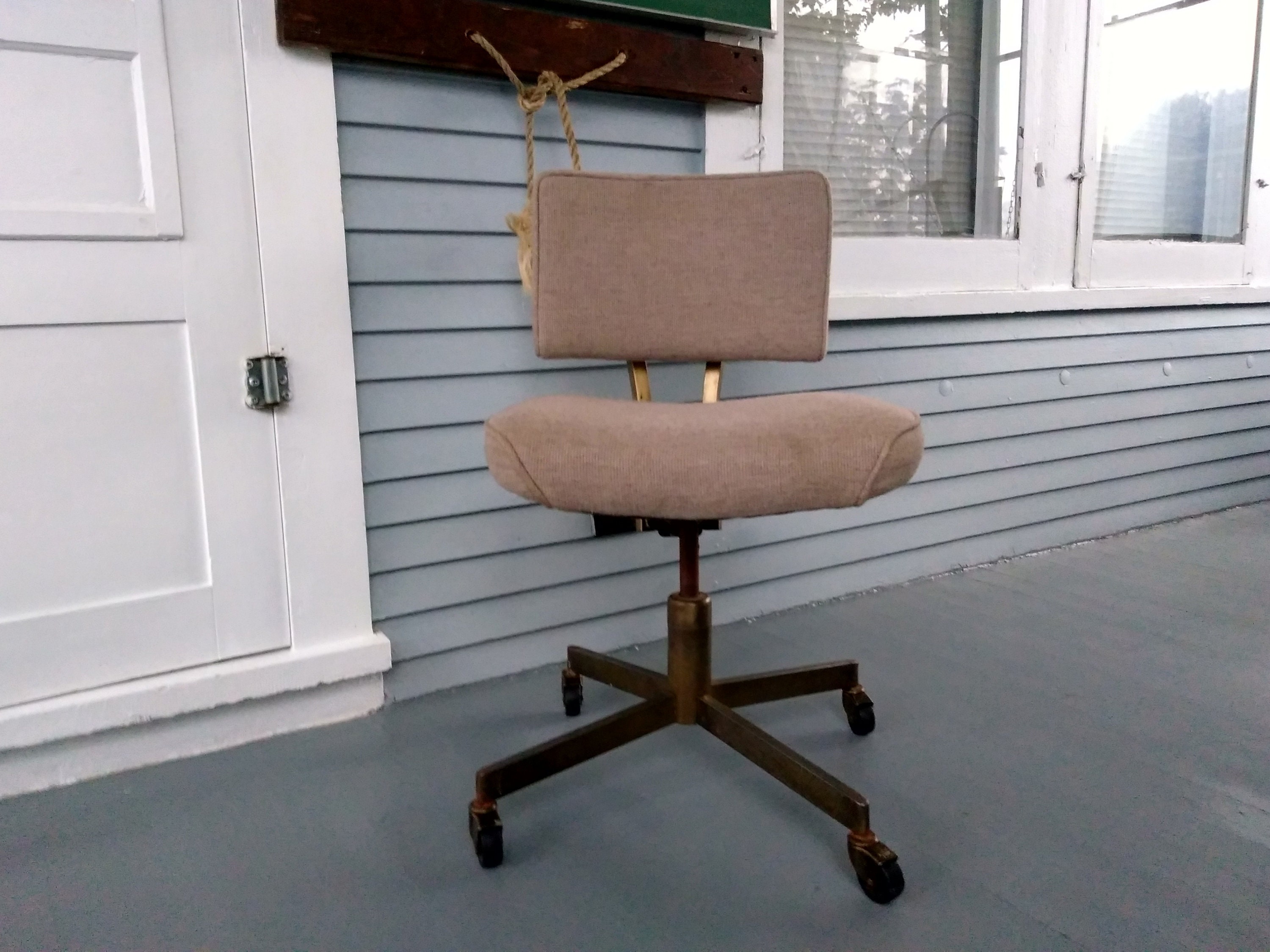 Vintage Desk Chair Rolling Office Chair Metal Upholstered Industrial