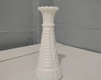 Art Deco Milk Glass Bud Vase - Vintage White Flower Vase, RhymeswithDaughter