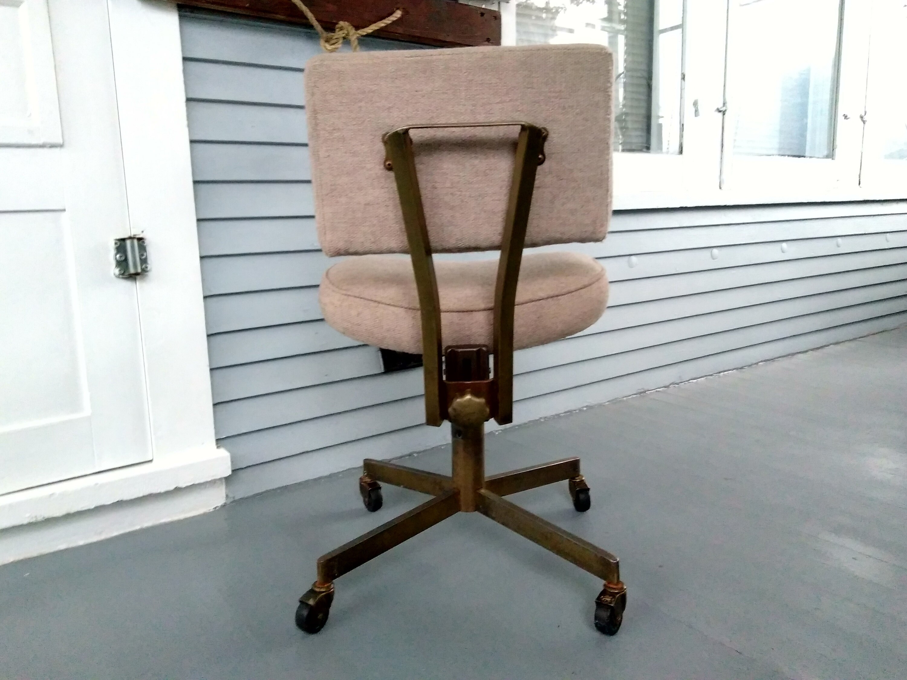 Vintage Desk Chair Rolling Office Chair Metal Upholstered Industrial