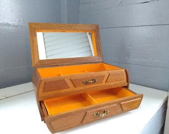 Vintage London Leather Jewelry Box Wood Teak For Her Home Decor RhymeswithDaughter