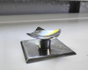 70s Square Metal Chrome Color Cabinet Knobs with Backplate, RhymeswithDaughter