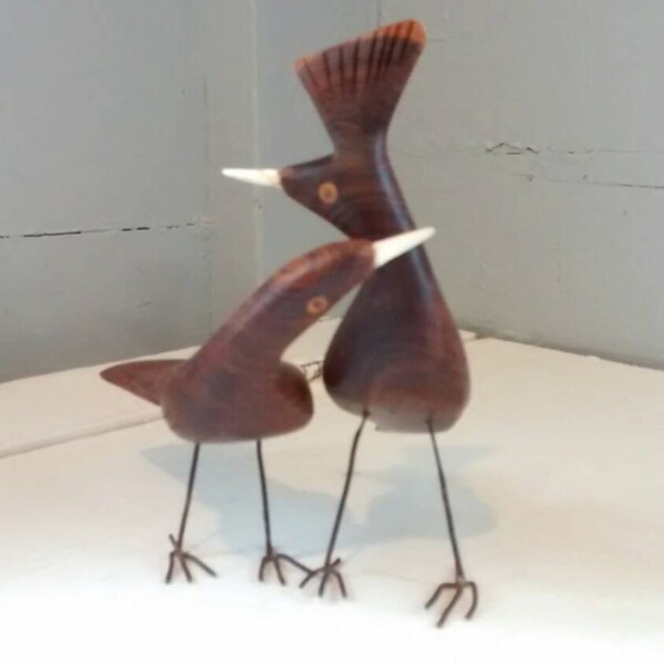 SPRING SALE, Bird Sculptures, Wood, Vintage, Mid Century Modern, Home Decor