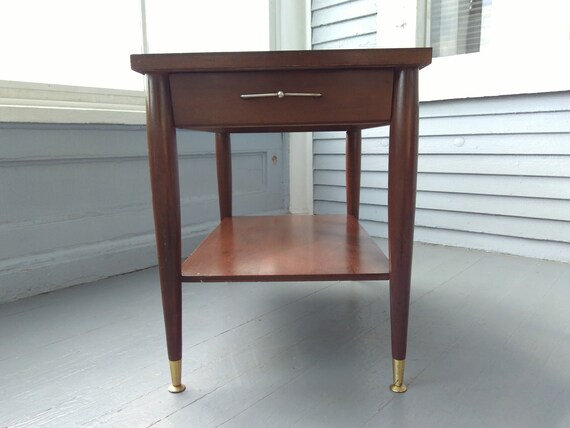End Table Vintage Mersman Mid Century Modern Furniture Rectangular Two Tier With Drawer Living Room Home Decor Photo Prop Rhymeswithdaughter