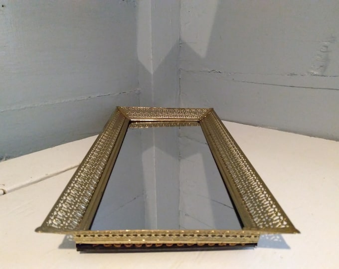Vintage Mirrored Vanity Tray Mirror Perfume Tray Metal Etsy