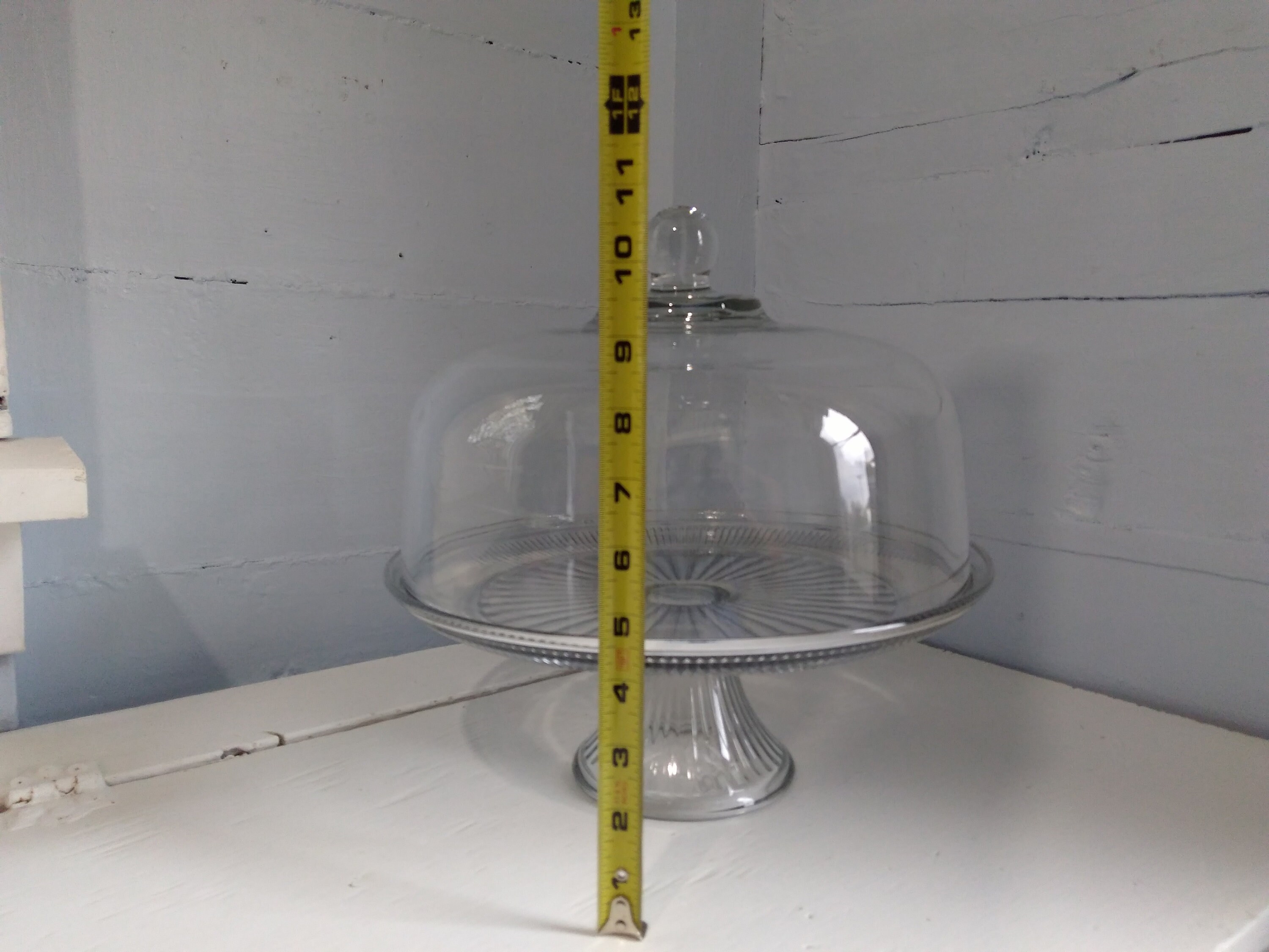 Heavy Glass Cake Stand with Dome Lid Dual Punch Bowl Set Upside Down