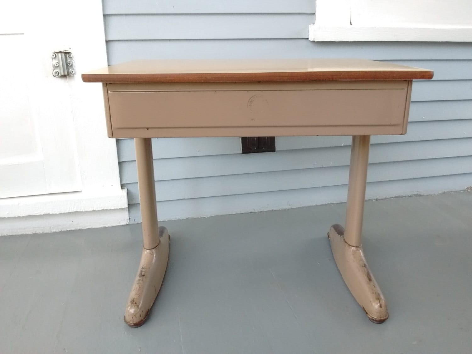 Vintage School Desk Kids Desk Metal Wood Midcentury Atomic Era