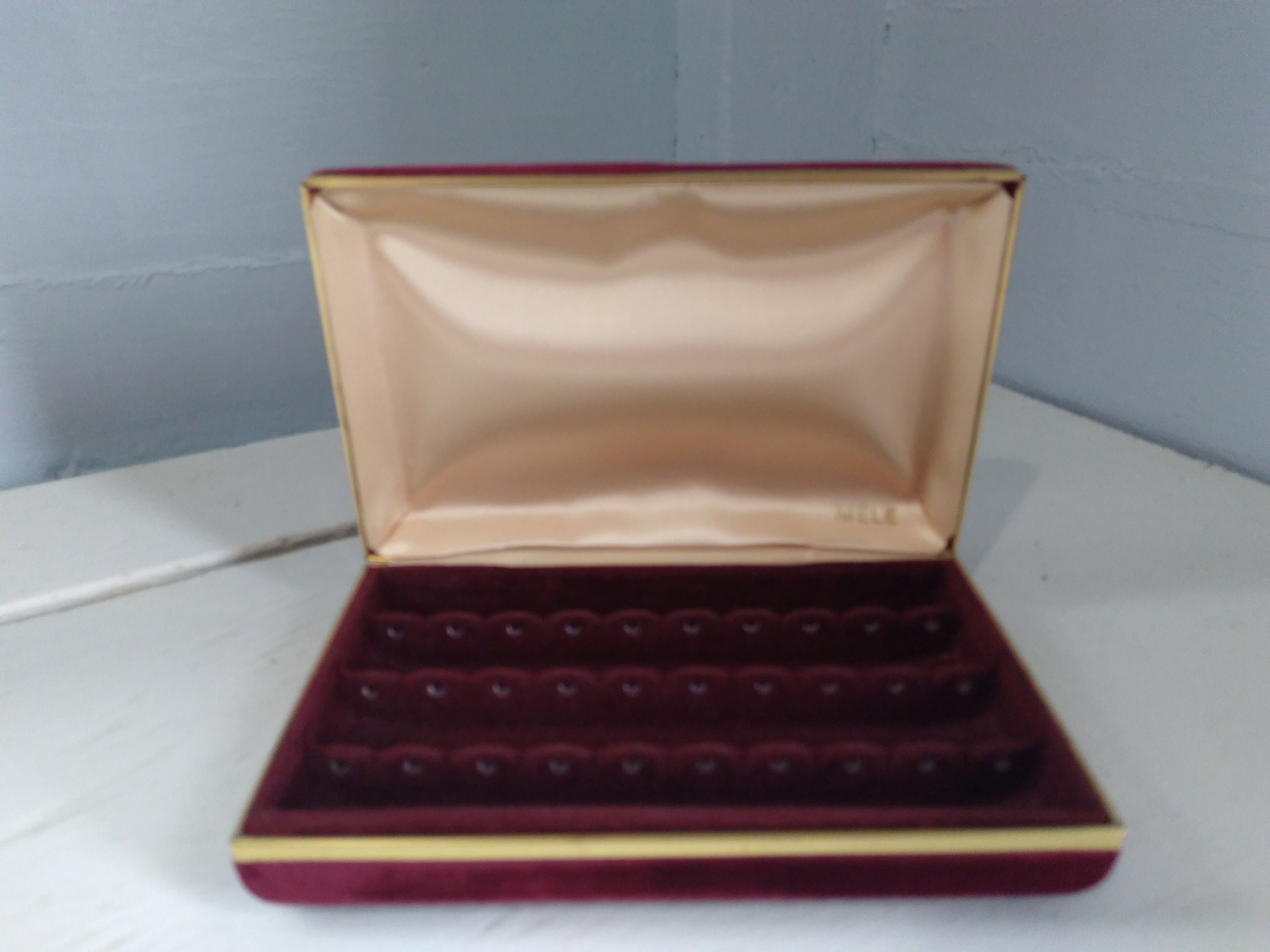 Vintage 50s Earring Box Jewelry Box Hard Case Travel Jewelry Box Mele ...