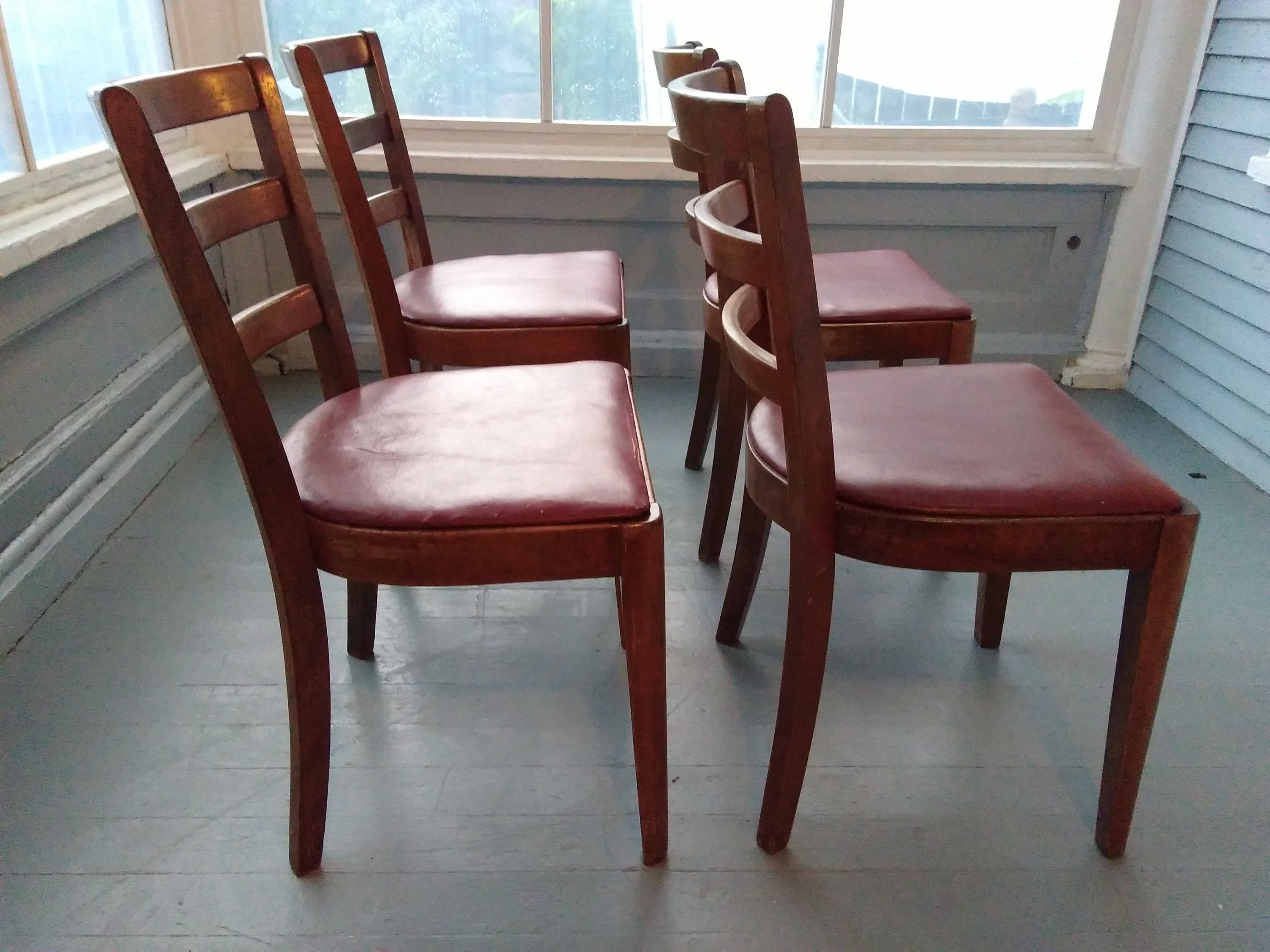Set Of Four Wood Dining Chairs Danish Modern Mid Century Modern Ladder set-of-four-wood-dining-chairs-danish-modern-mid-century-modern-ladder