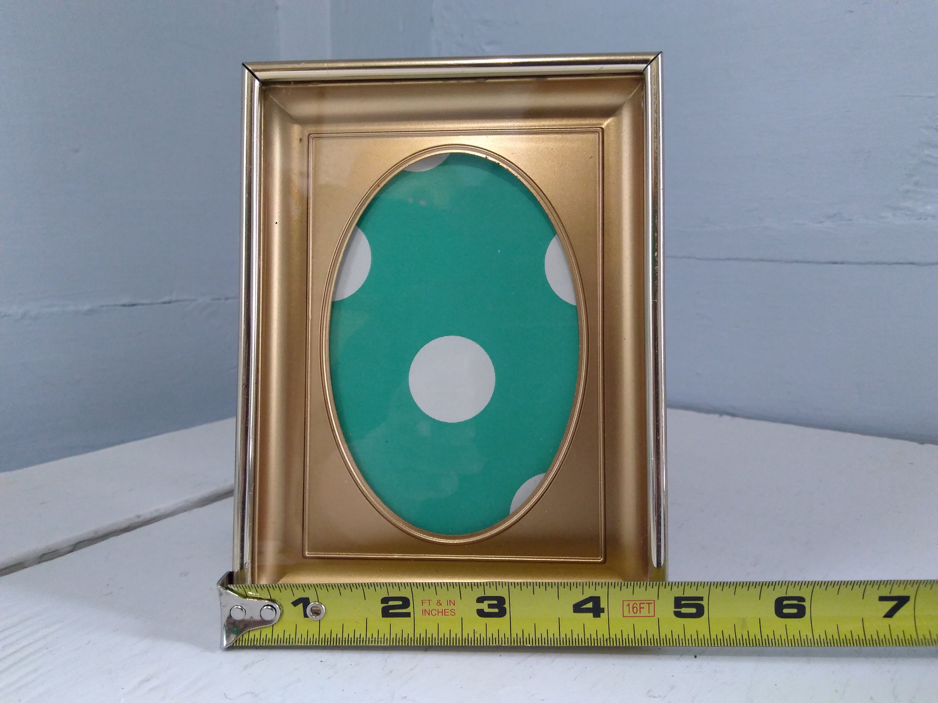 Picture Frame Vintage Small Metal Shadow Box Brass Gold Tone Easel Back