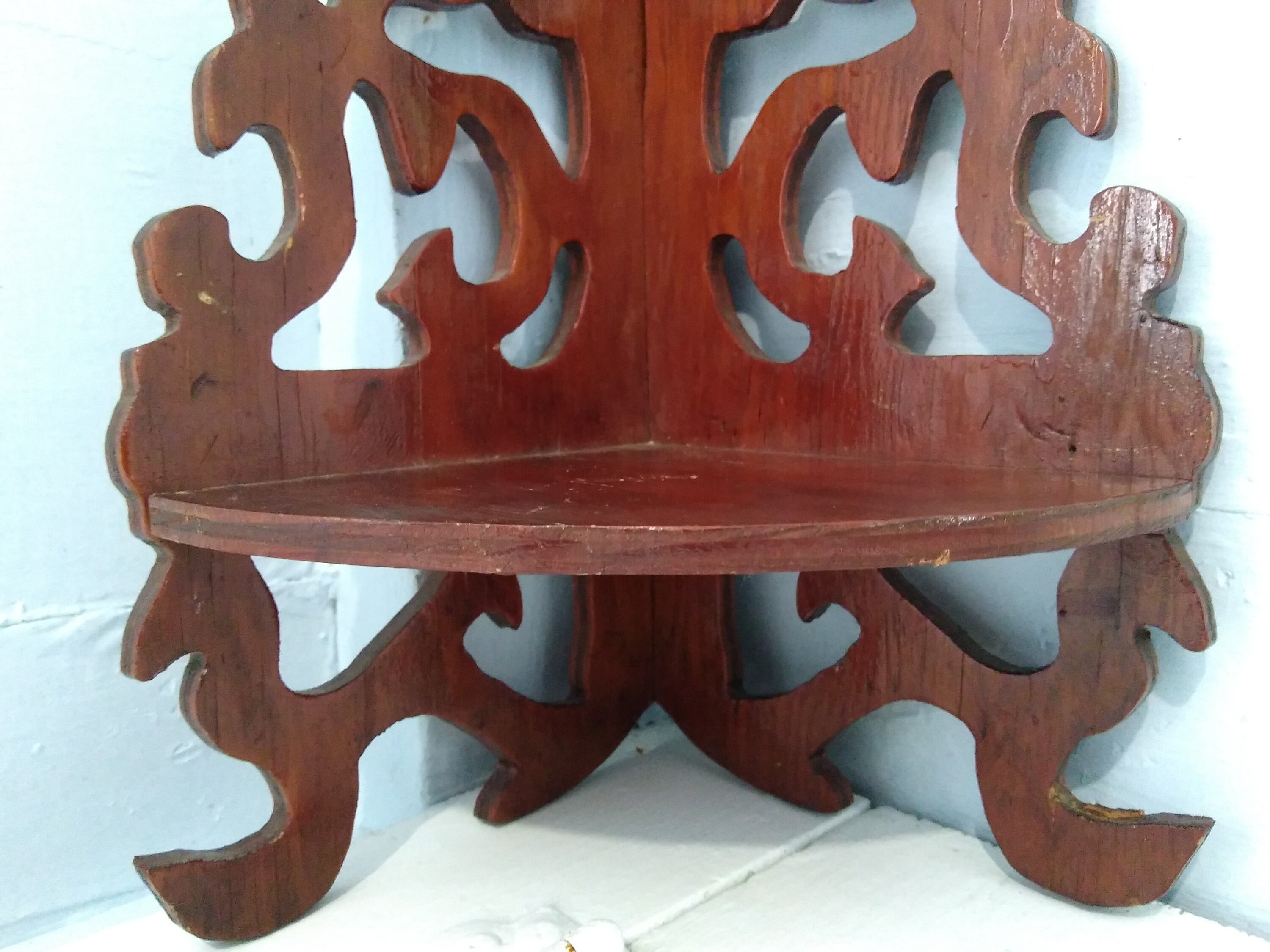 Vintage Wood Corner Shelves Wall Mount Corner Shelf Knick Knack Shelves