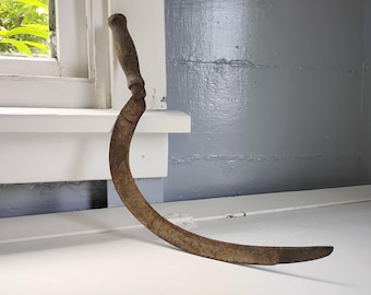 Antique Corn Cutter Scythe Sickle Farm Tool Gardening Tool Hand Tool Primitive Rustic Farmhouse Wall Decor RhymeswithDaughter