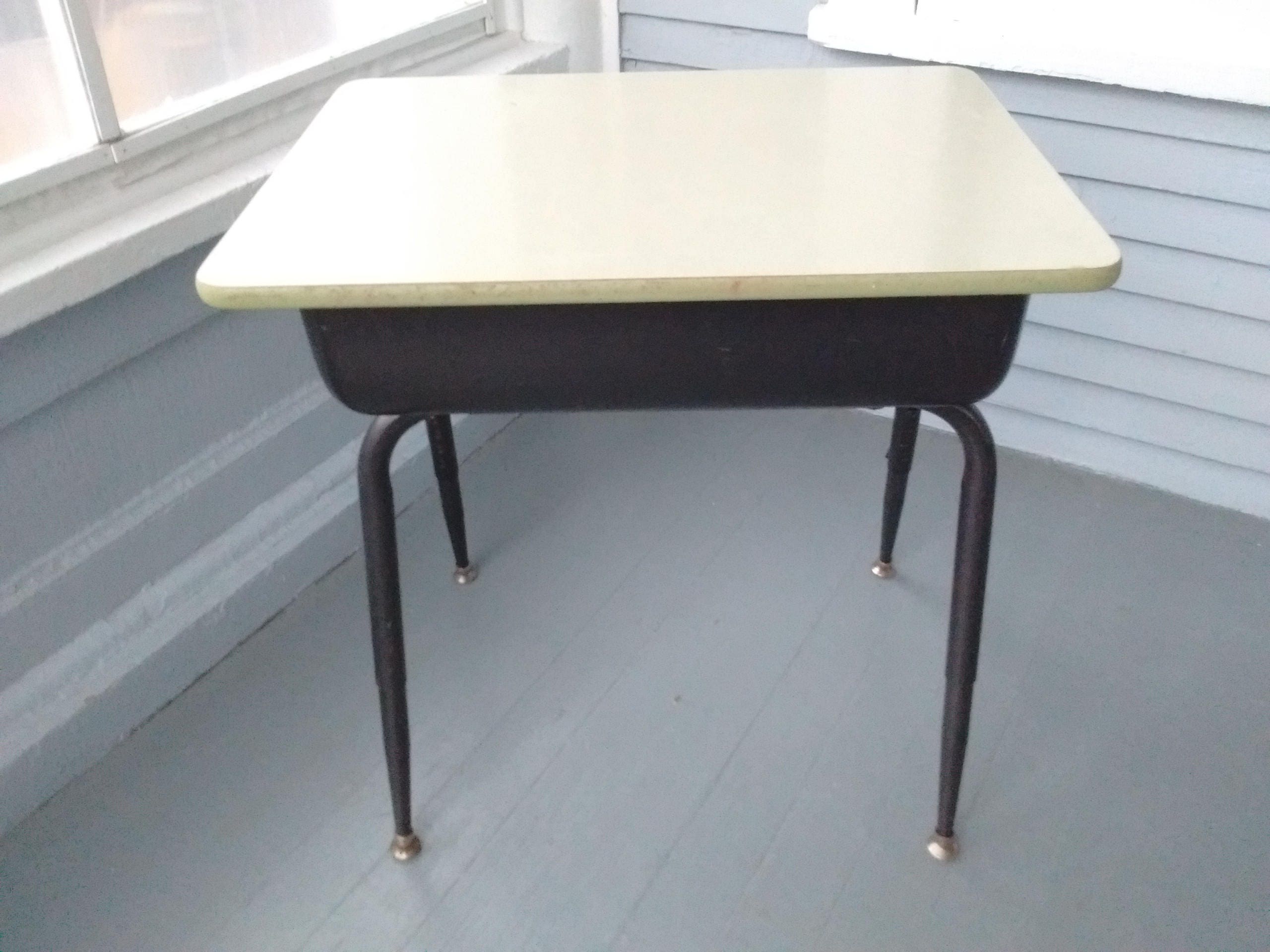 Vintage Kids Desk School Age Childs Desk Adjustable Metal and Wood Kids Furniture Mid Century