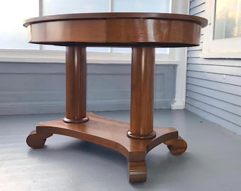 Antique Early 1900s Oval Wood Wood Entrance Table Library Table with Drawer Home Decor Furniture RhymeswithDaughter
