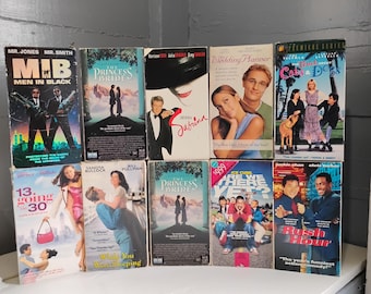 Movies, Vintage VHS Tapes; MIB, The Princess Bride, Sabrina, The Wedding Planner, 13 Going on 30, While You Were Sleeping, Are We There Yet