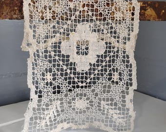 Doily Table Linen Crochet Vintage Rectangle Cotton Table Decor Country Farmhouse Photo Prop  RhymeswithDaughter