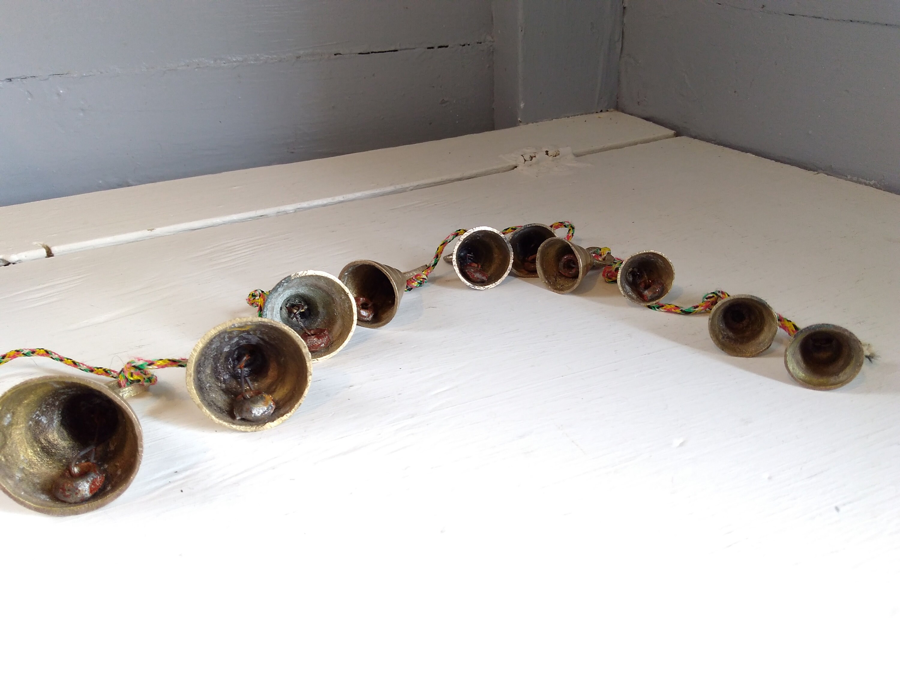 Vintage, Brass, Bell, Wind Chime, String of Bells, Door Chimes