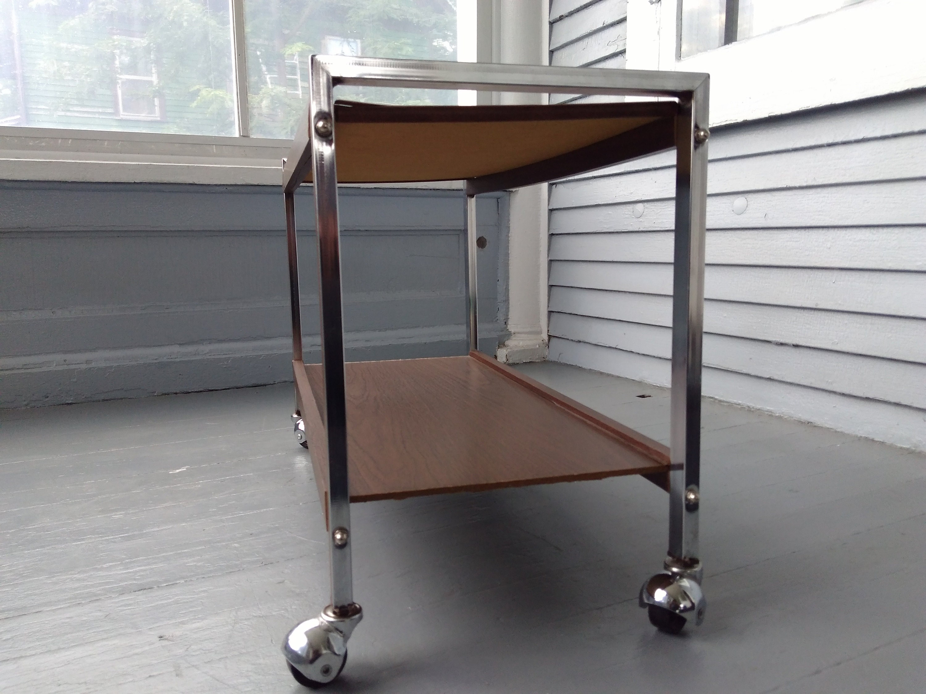 Vintage MidCentury Rolling Cart TV Cart TV Stand Plant Stand Book Shelves Photo Prop