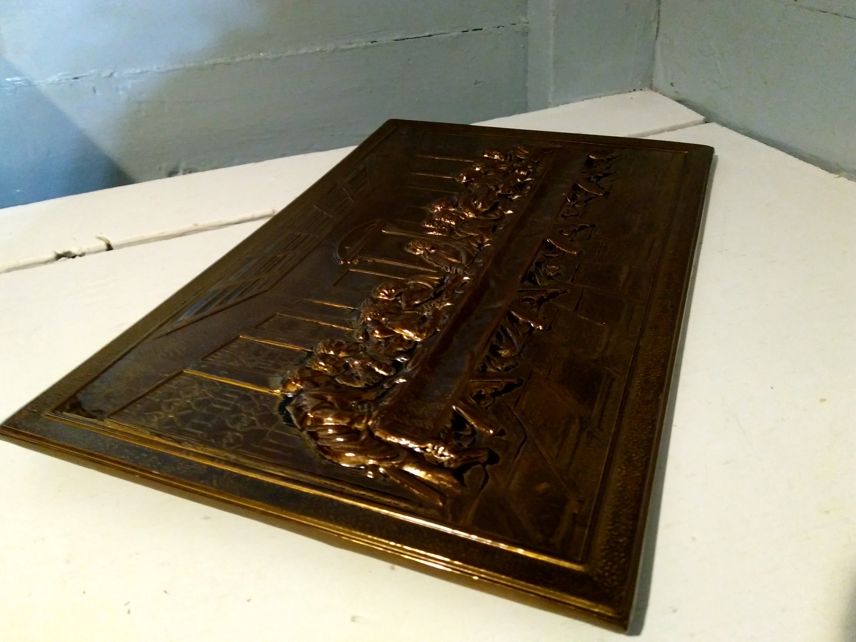The Last Supper Wall Hanging Vintage 3d Laquered Brass Wall