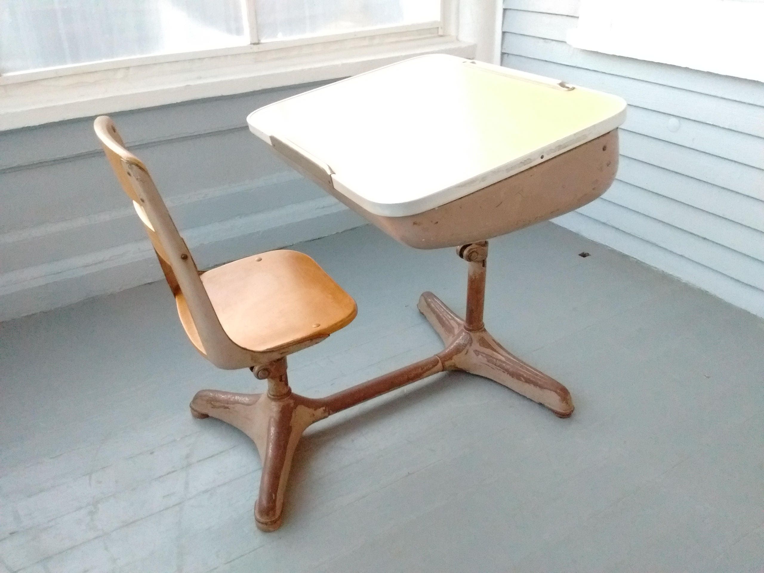 Vintage School Desk Kids Desk and Chair School Age Childs Desk Metal