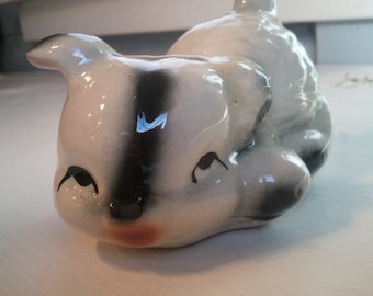 Antique Kitty Piggy Bank Ceramic Skunk Kitty Black White Animal Cat Coin Bank Home Decor Photo Prop Gift Idea  RhymeswithDaughter