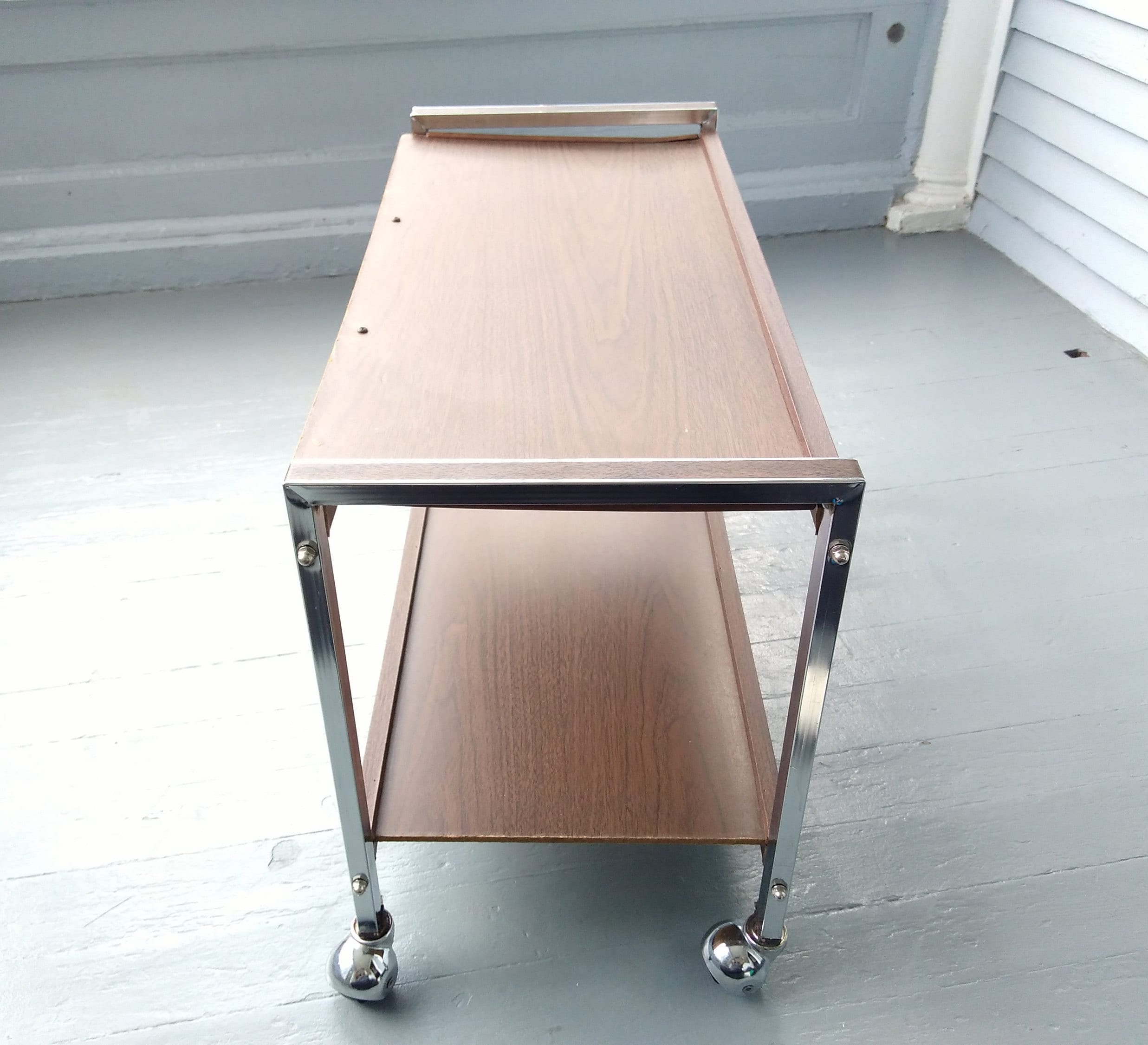 Vintage MidCentury Rolling Cart TV Cart TV Stand Plant Stand Book Shelves Photo Prop