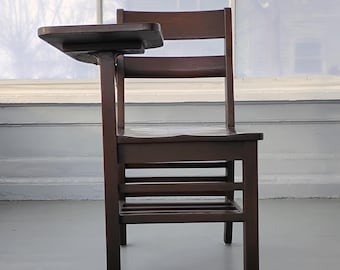 Vintage Solid Oak Student Desk Chair, Arts And Crafts Era, Underseat, Storage, Refurbished, RhymeswithDaughter
