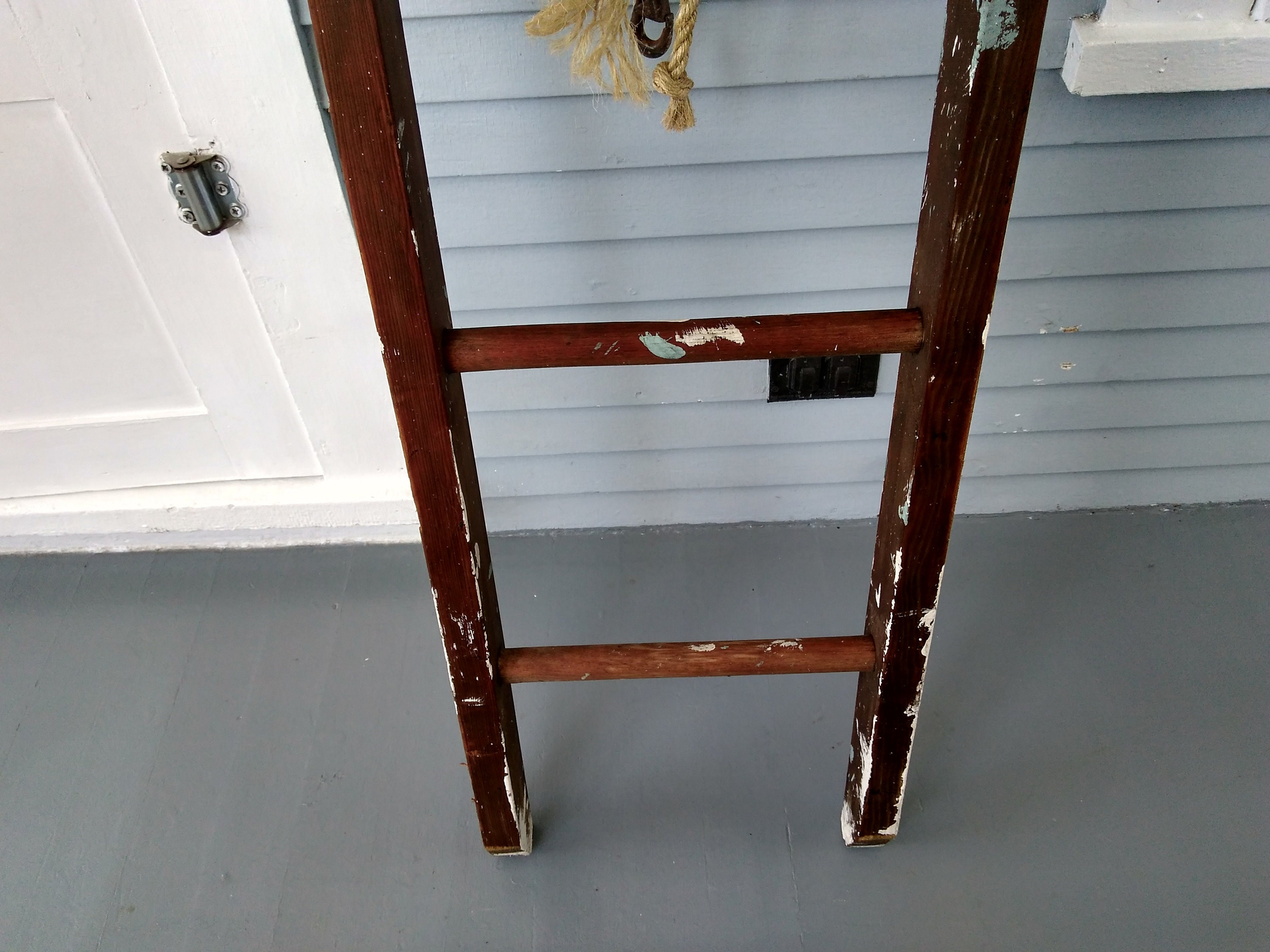 Blanket Ladder Quilt Rack Antique Wood Ladder Tall Narrow Rustic