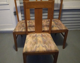 Antique Oak Kitchen Chairs Desk Chairs Side Chairs Upholstered Seat Rustic Farmhouse Furniture  RhymeswithDaughter